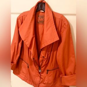 Autumn 🍂 Orange Michael Kors (MK) Wide Collar Bronze Zipper Jacket